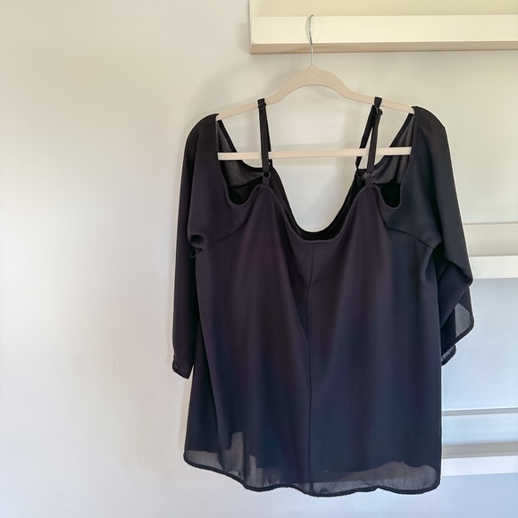 Torrid Black Flowy Cold Shoulder Blouse - Picture 2 of 3